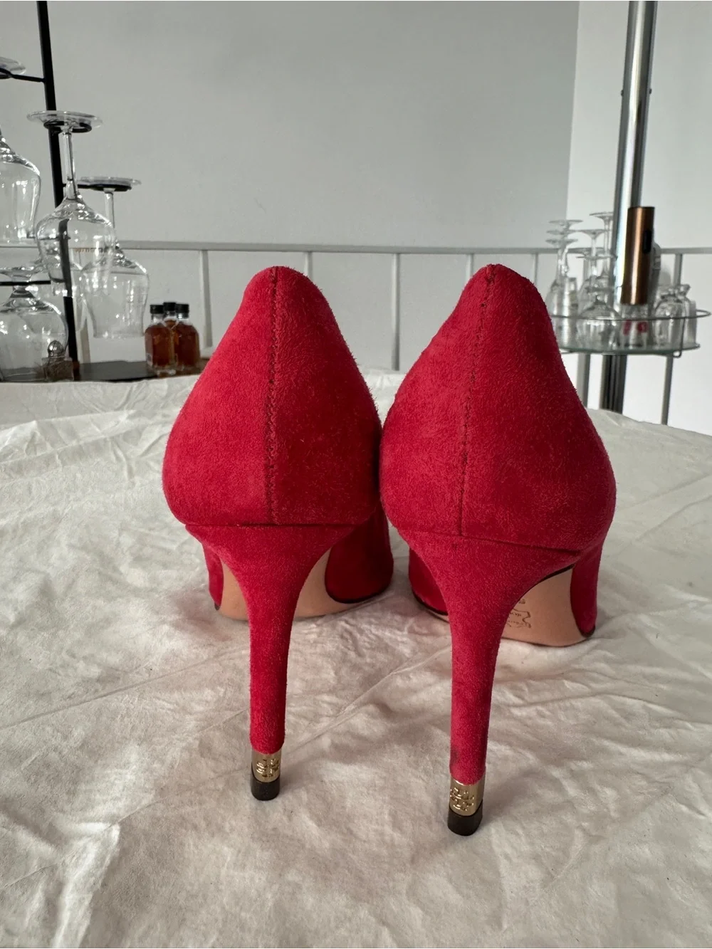 Tory Burch Crimson Suede Pointed-Toe Pumps